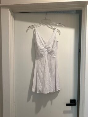 Abercrombie & Fitch White Twist-Front Spaghetti Strap Dress